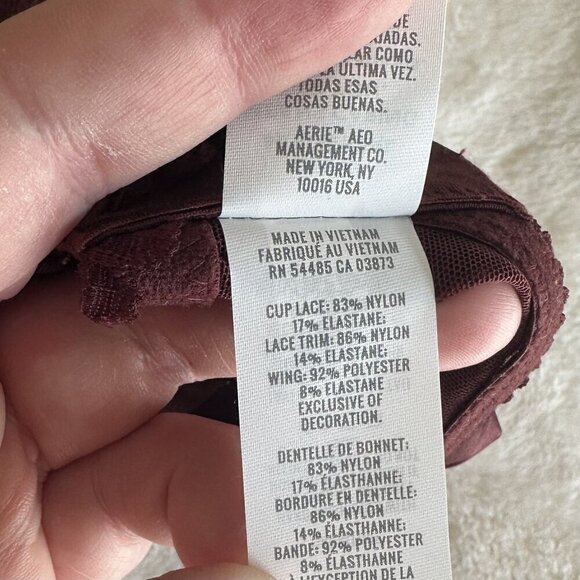 NWT Aerie Real Power Burgundy Floral Lace Balconette Bra - 34D - Picture 5 of 6